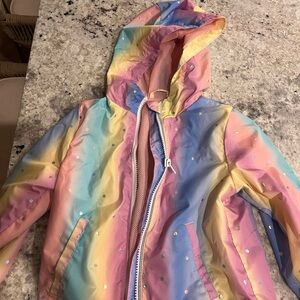 Rainbow Hooded Jacket with Polka Dots